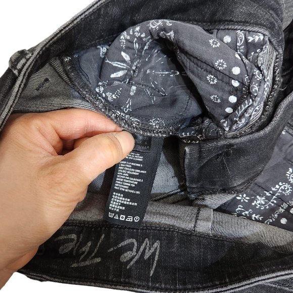 Free People We The Free Black Denim Grey Wash Zipper Accents Skinny Jeans - Picture 6 of 7